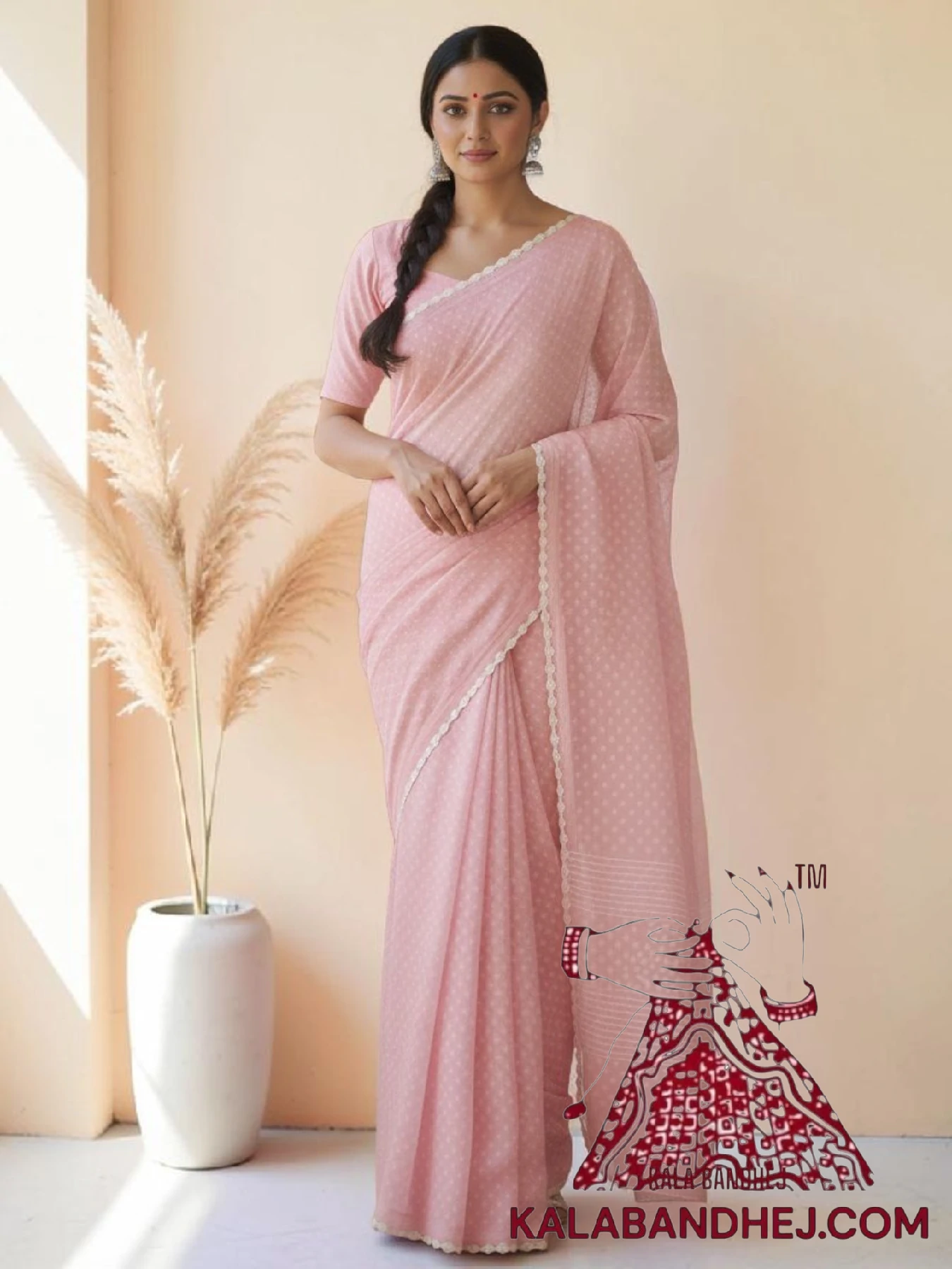Pitch Pure Cotton Bandhani Saree