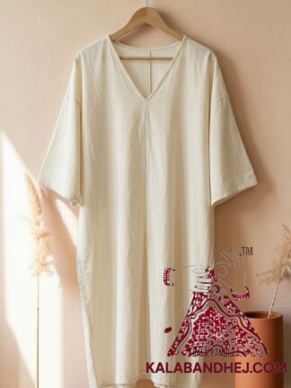 White Plain Hand Dyed Kaftan Pure Cotton