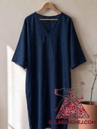 Blue Plain Hand Dyed Kaftan Pure Cotton
