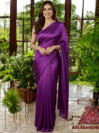 Magenta Plain Saree Hand Dyed Pure Modal Silk