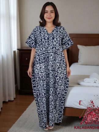 Navy Batic Pure Cotton Tie Dye Night Gown Nighty