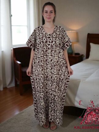 Brown Batic Pure Cotton Tie Dye Night Gown Nighty