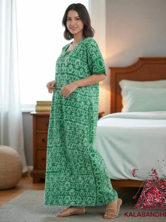 Parrot Batic Pure Cotton Tie Dye Night Gown Nighty