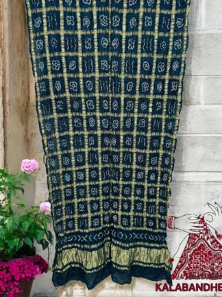 T Blue Bandhani Gharchola Dupatta Pure Gaji Silk
