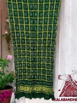 Green Bandhani Gharchola Dupatta Pure Gaji Silk
