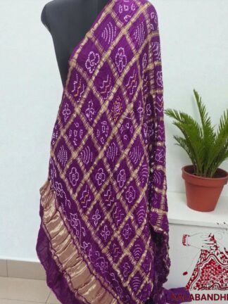 Magenta Bandhani Gharchola Dupatta Pure Gaji Silk