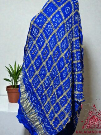 Blue Bandhani Gharchola Dupatta Pure Gaji Silk