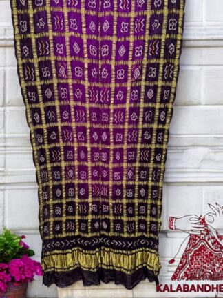 Black Magenta Bandhani Gharchola Dupatta Pure Gaji Silk