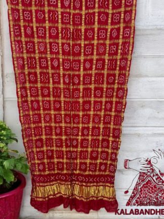 Red Bandhani Gharchola Dupatta Pure Gaji Silk