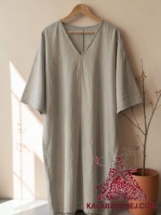 Grey Plain Hand Dyed Kaftan Pure Cotton