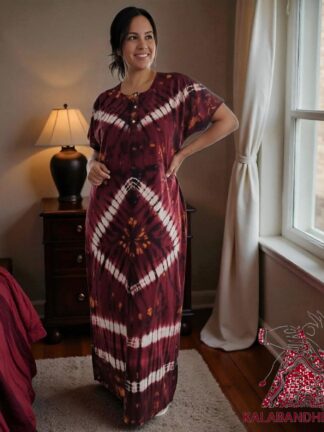 Brown Shibori Pure Cotton Tie Dye Night Gown Nighty