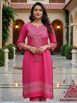 Pink Abha Pure Gaji Silk Bandhani Suit Designer