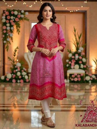 Pink Red Abha Pure Gaji Silk Bandhani Suit Designer
