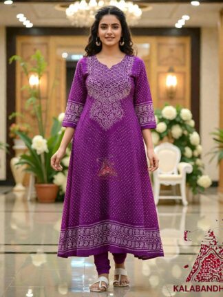 Magenta Abha Pure Gaji Silk Bandhani Suit Designer
