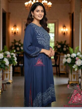 Peacock Blue Abha Pure Gaji Silk Bandhani Suit Designer