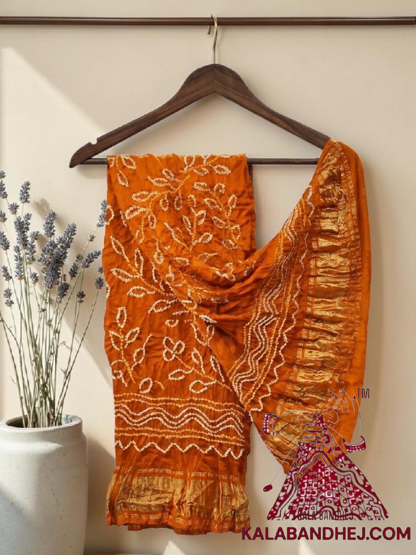 Orange Ambadal Bandhani Dupatta Pure Modal Silk