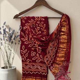 Marron Ambadal Bandhani Dupatta Pure Modal Silk