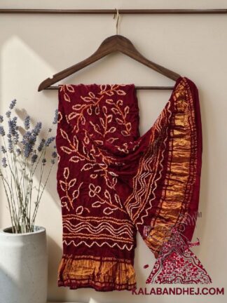 Marron Ambadal Bandhani Dupatta Pure Modal Silk
