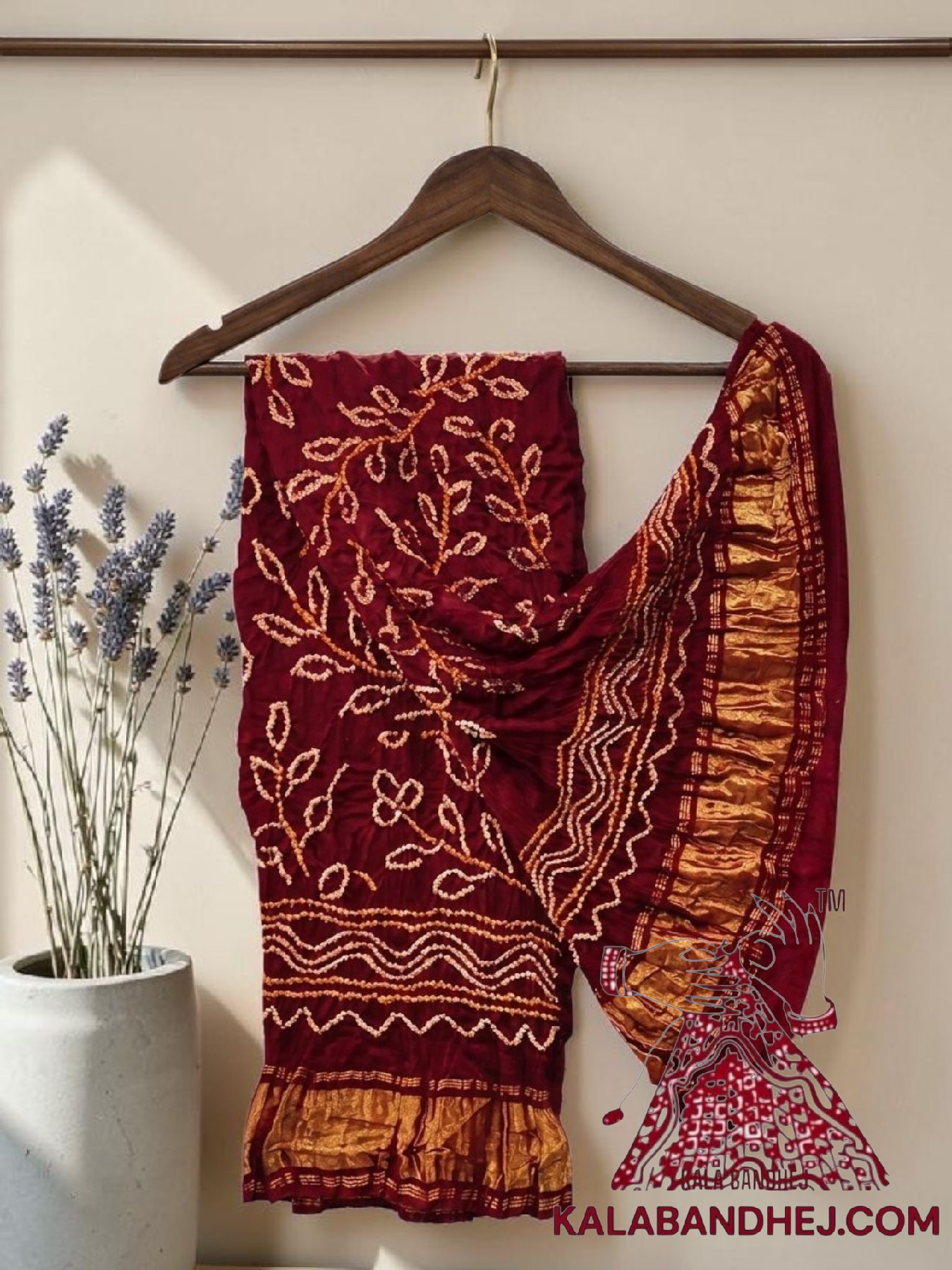 Marron Ambadal Bandhani Dupatta Pure Modal Silk