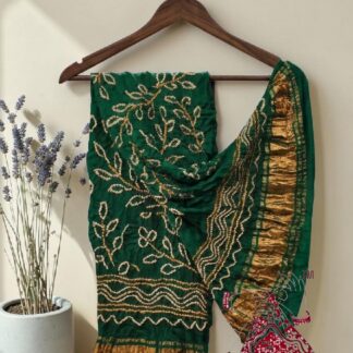 Green Ambadal Bandhani Dupatta Pure Modal Silk