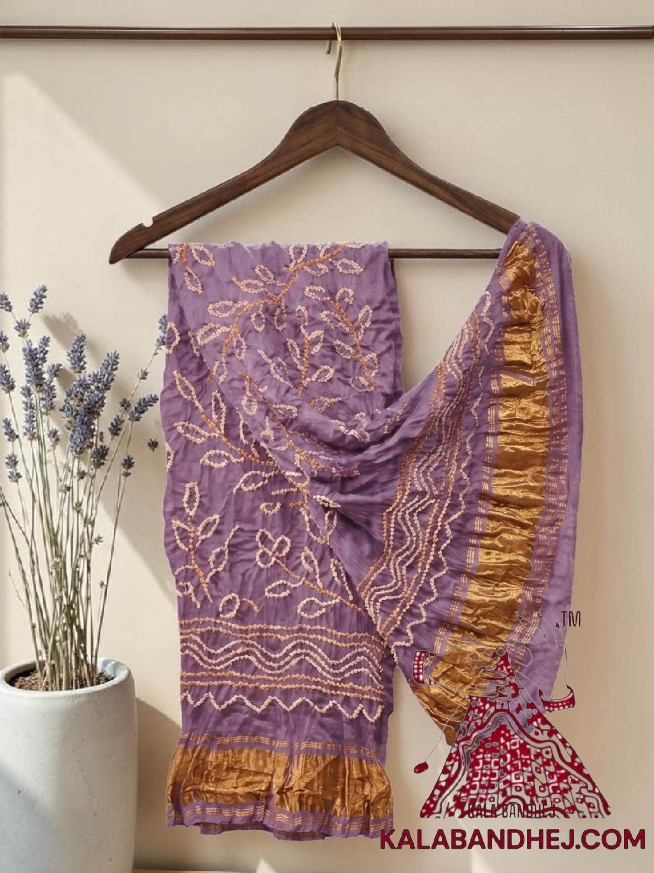 Lovender Ambadal Bandhani Dupatta Pure Modal Silk