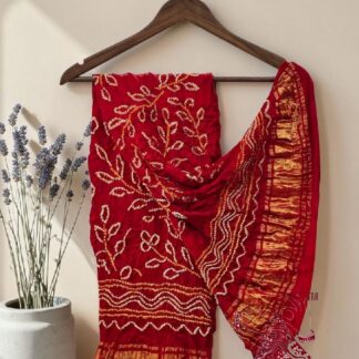 Red Ambadal Bandhani Dupatta Pure Modal Silk