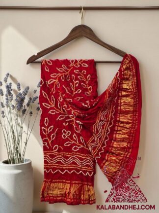 Red Ambadal Bandhani Dupatta Pure Modal Silk