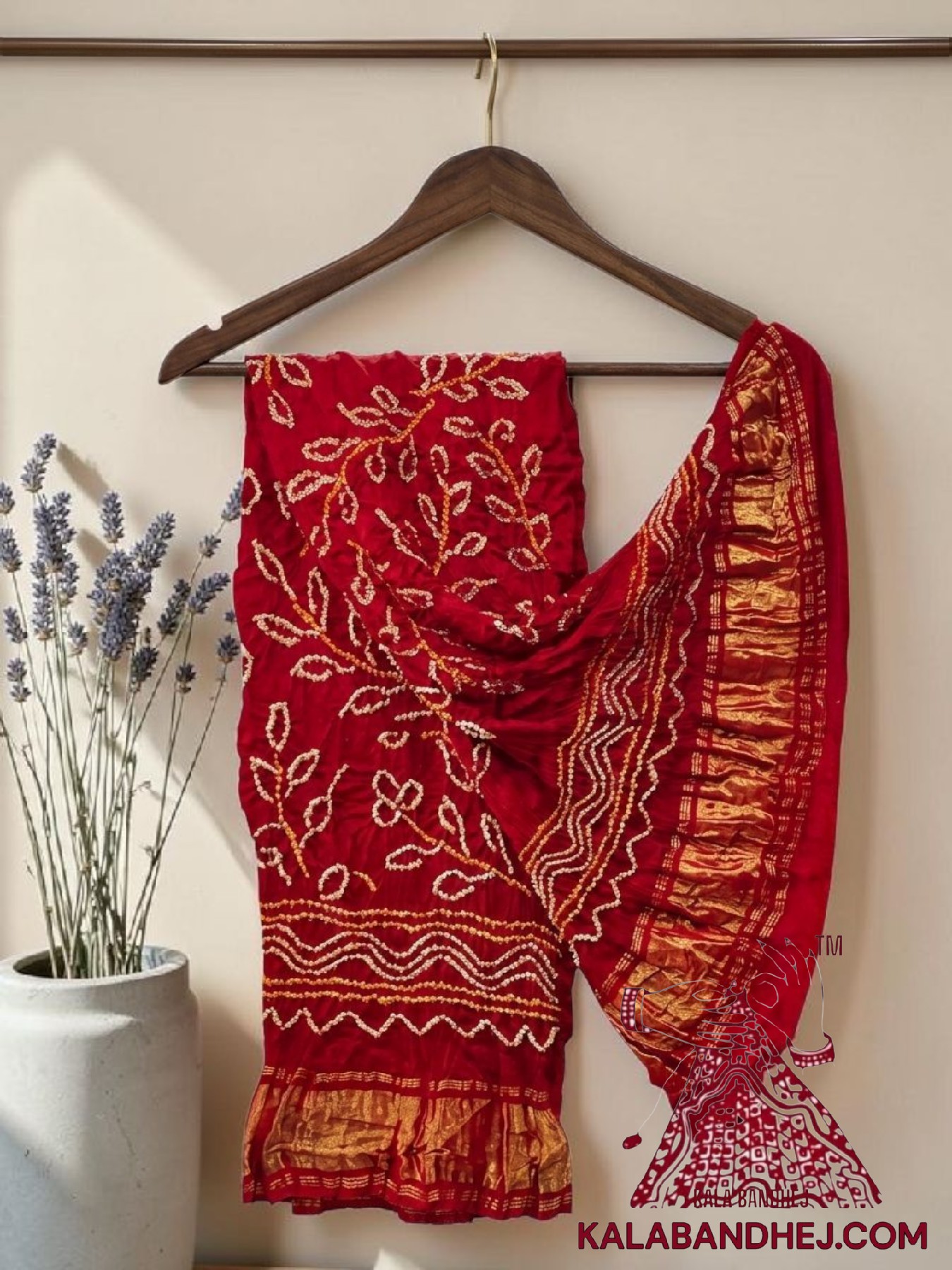 Red Ambadal Bandhani Dupatta Pure Modal Silk