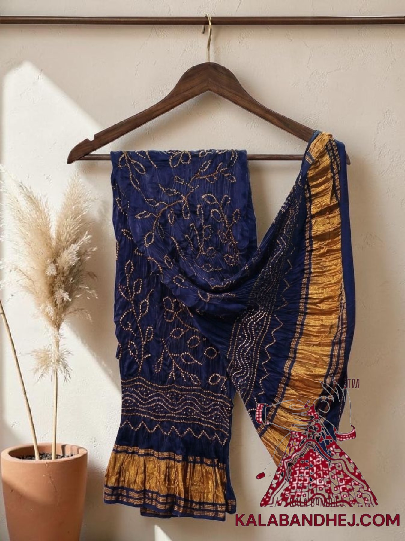 Navy Blue Ambadal Bandhani Dupatta Pure Modal Silk