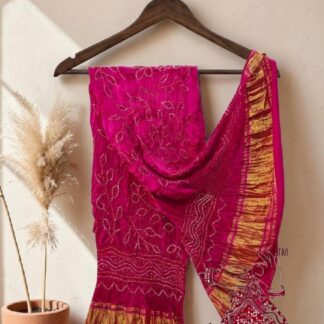 Pink Ambadal Bandhani Dupatta Pure Modal Silk