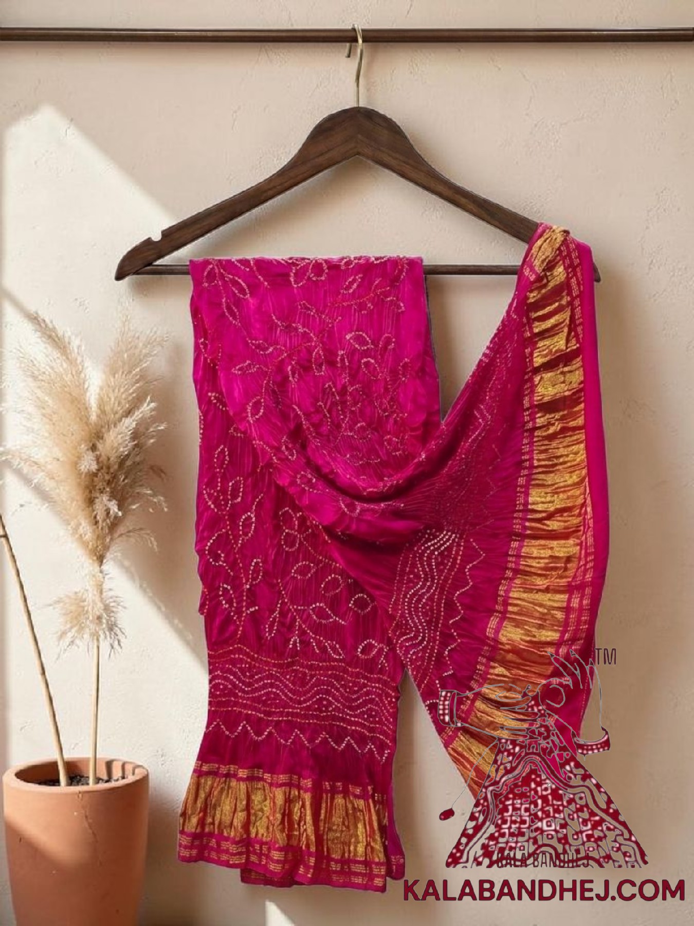 Pink Ambadal Bandhani Dupatta Pure Modal Silk