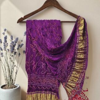 Magenta Ambadal Bandhani Dupatta Pure Modal Silk