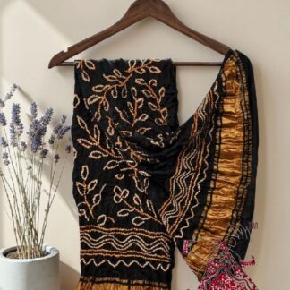 Black Ambadal Bandhani Dupatta Pure Modal Silk
