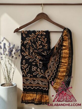 Black Ambadal Bandhani Dupatta Pure Modal Silk
