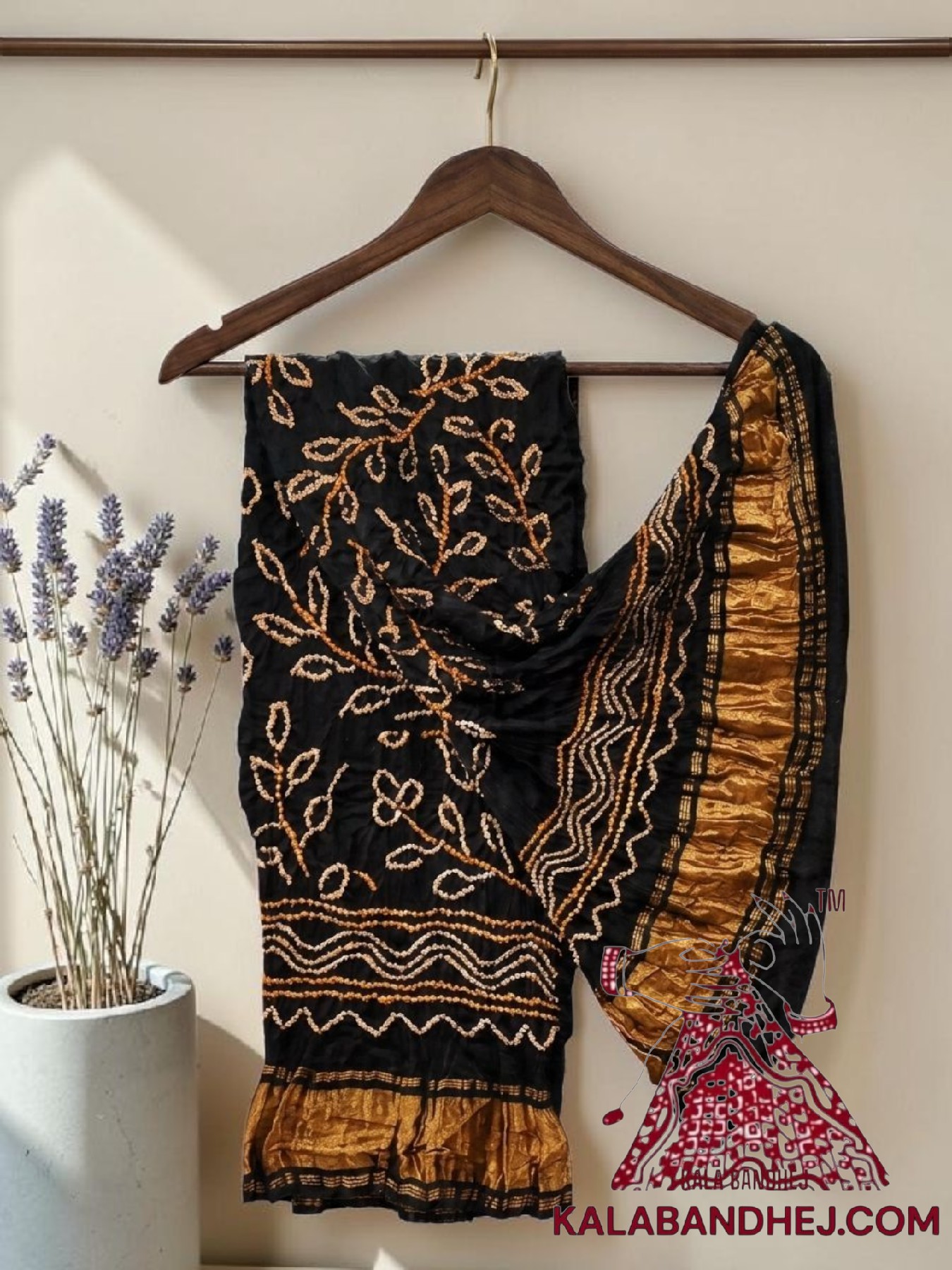 Black Ambadal Bandhani Dupatta Pure Modal Silk