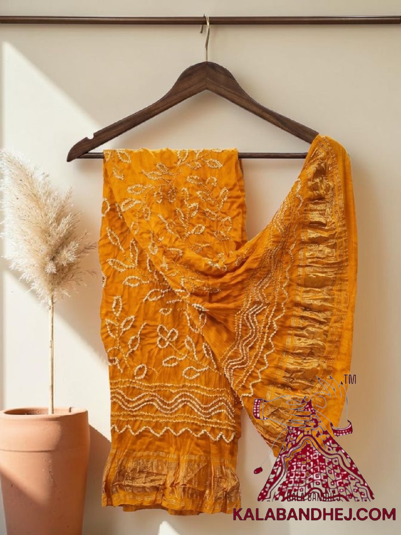 Yellow Ambadal Bandhani Dupatta Pure Modal Silk