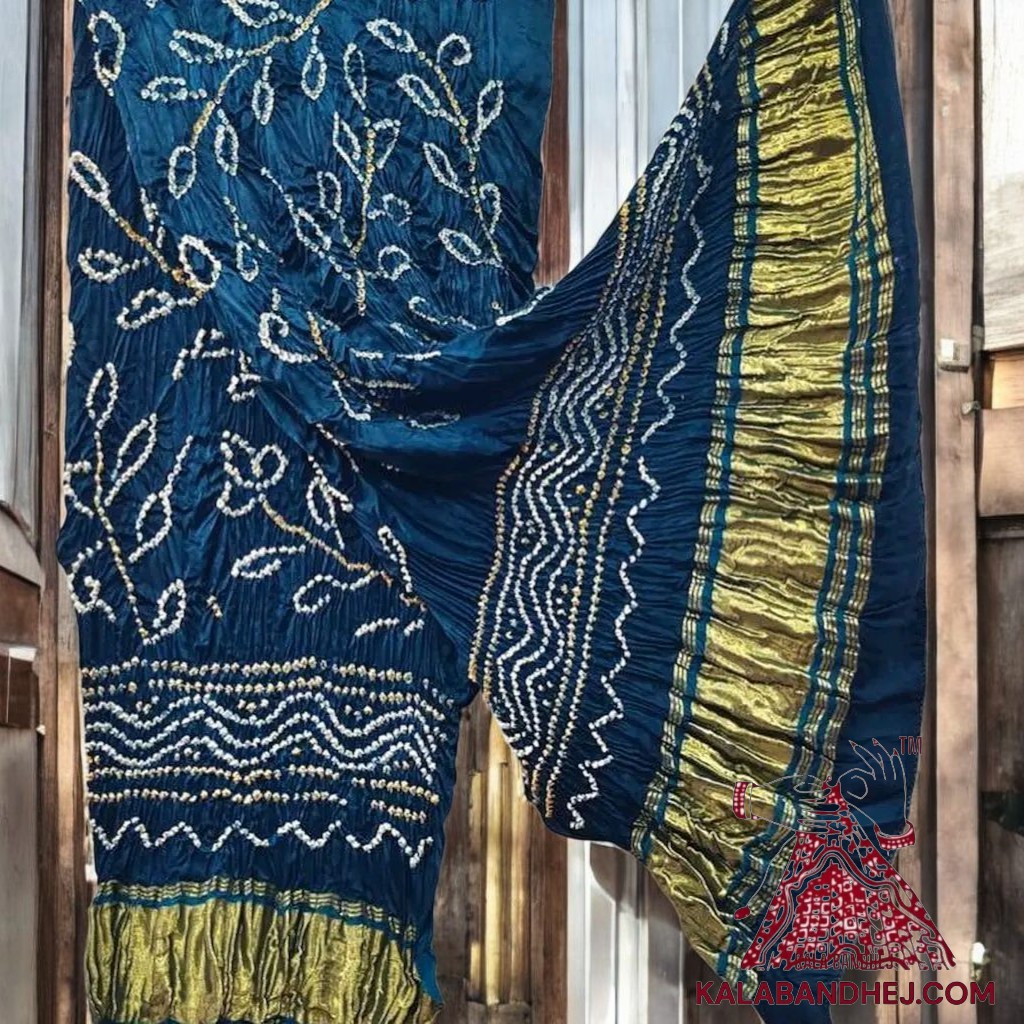Peacock Blue Ambadal Bandhani Dupatta Pure Modal Silk