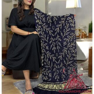 Black Shaded Ambadal Bandhani Dupatta Pure Modal Silk