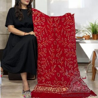 Red Ambadal Bandhani Dupatta Pure Modal Silk