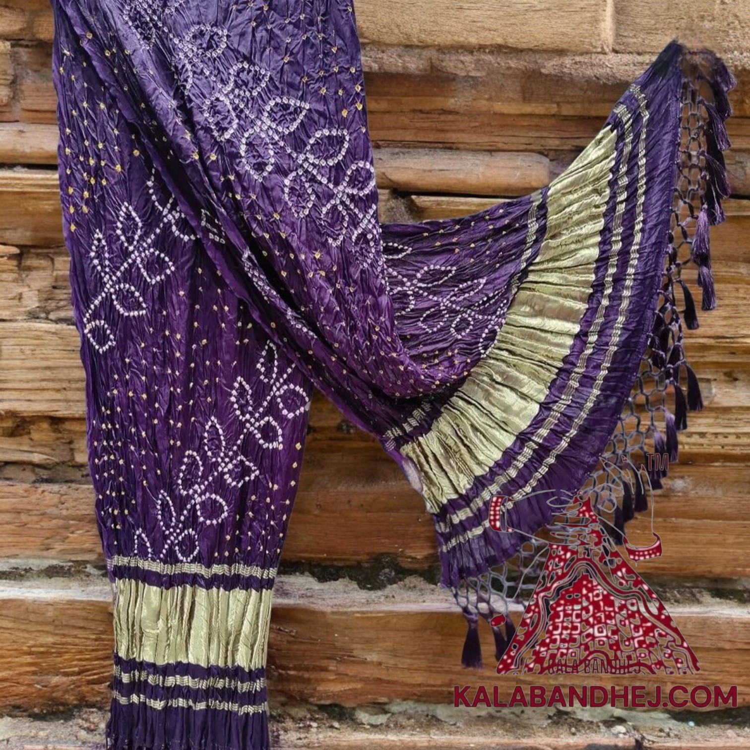Purple Ambadal Bandhani Dupatta Pure Modal Silk