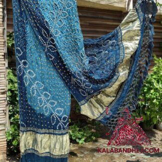 Peacock Shaded Ambadal Bandhani Dupatta Pure Modal Silk