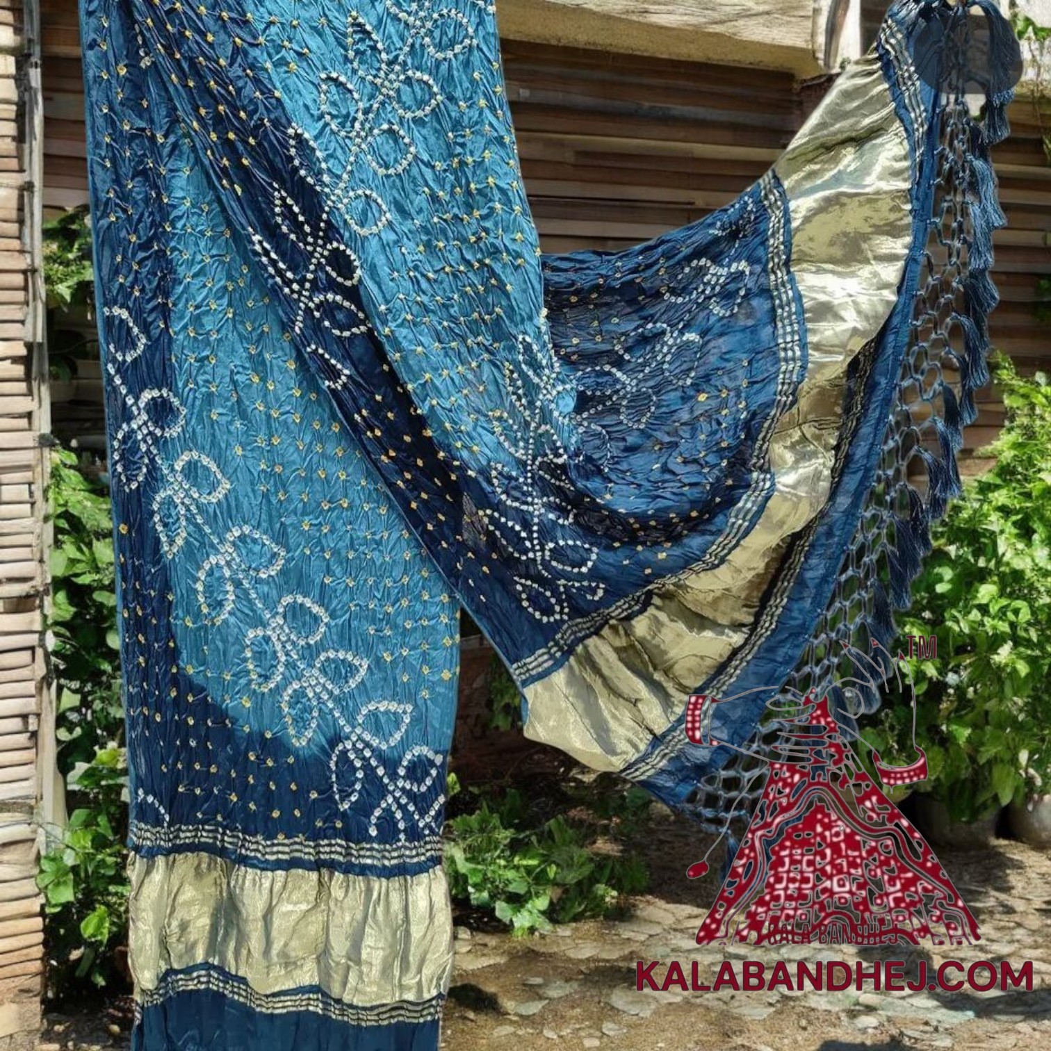 Peacock Shaded Ambadal Bandhani Dupatta Pure Modal Silk