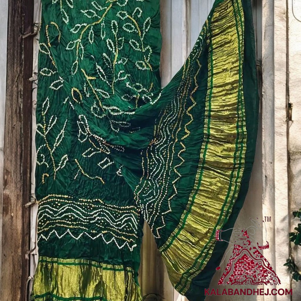 Green Ambadal Bandhani Dupatta Pure Modal Silk