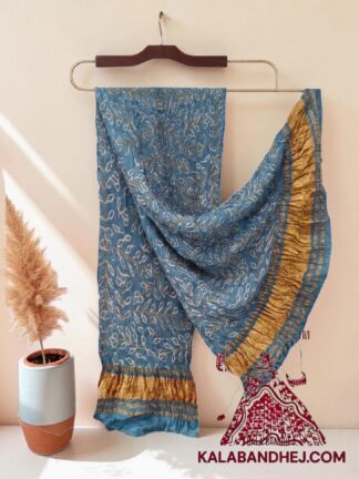 Pastel Sky Ambadal Bandhani Dupatta in Pure Gaji Silk