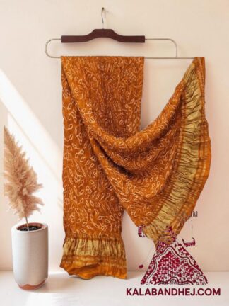 Yellow Ambadal Bandhani Dupatta in Pure Gaji Silk