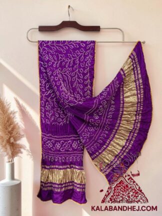 Magenta Ambadal Bandhani Dupatta in Pure Gaji Silk With Edges