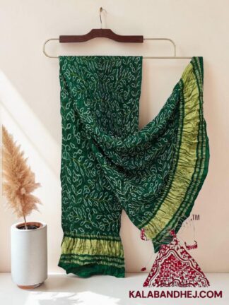 Green Ambadal Bandhani Dupatta in Pure Gaji Silk