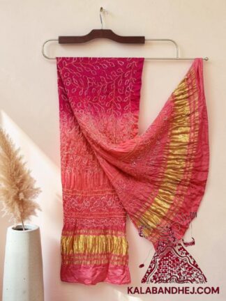 Rani Pitch Ambadal Bandhani Dupatta in Pure Gaji Silk