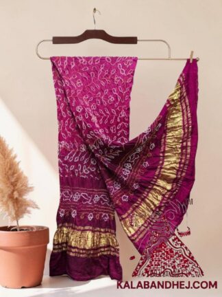 Magenta Deep Fuchsia Ambadal Bandhani Dupatta in Pure Gaji Silk