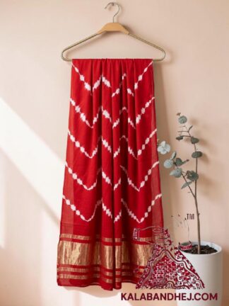 Red Handcrafted Leheriya Dupatta Tie-Dye Pure Modal Silk